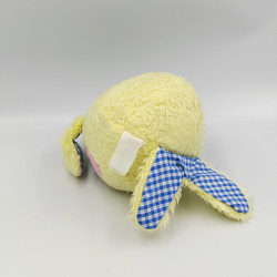 Ancien doudou balle lapin jaune bleu rose vichy PLAYSKOOL