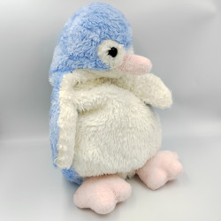 Ancienne peluche range pyjama pingouin bleu blanc rose Le P'tit Ours