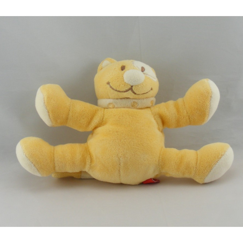 Doudou chat jaune cocard blanc TEX