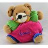 Doudou lapin boule rose vert bleu DOUDI 