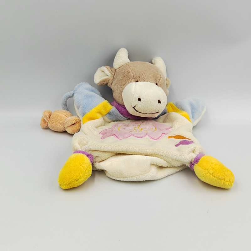 DOUDOU ET COMPAGNIE MARIONNETTE VACHE BLANCHE ROSE BONBON