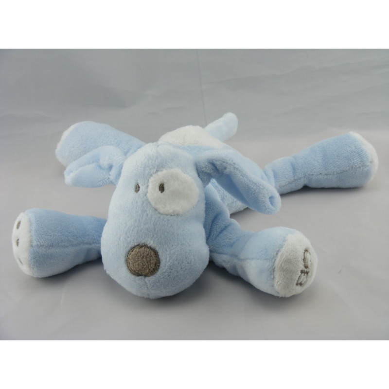 Doudou chien bleu cocard blanc OBAIBI