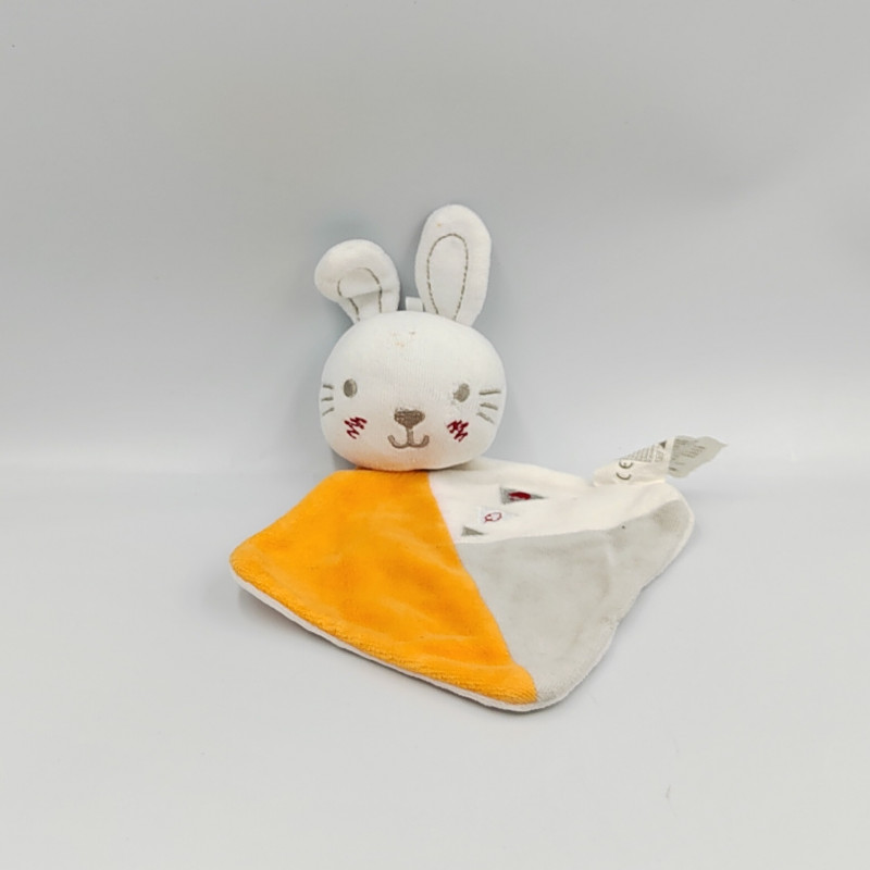 DOUDOU PLAT LAPIN BLANC ORANGE GRIS SIPLEC