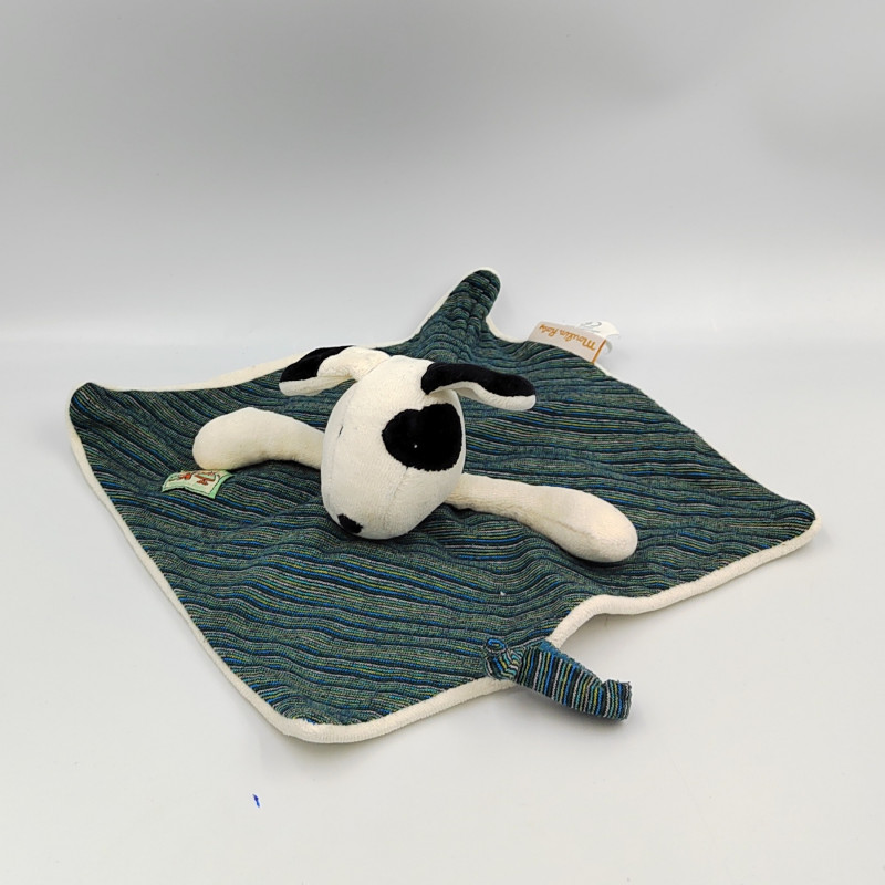 Doudou plat chien cocard noir La grande famille rayé bleu MOULIN ROTY