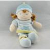 Doudou fille fillette bleu ciel rose MOTS D'ENFANTS