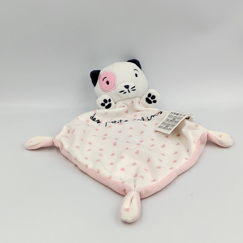 Doudou plat panda blanc rose des petits calins MOTS D'ENFANTS SIPLEC