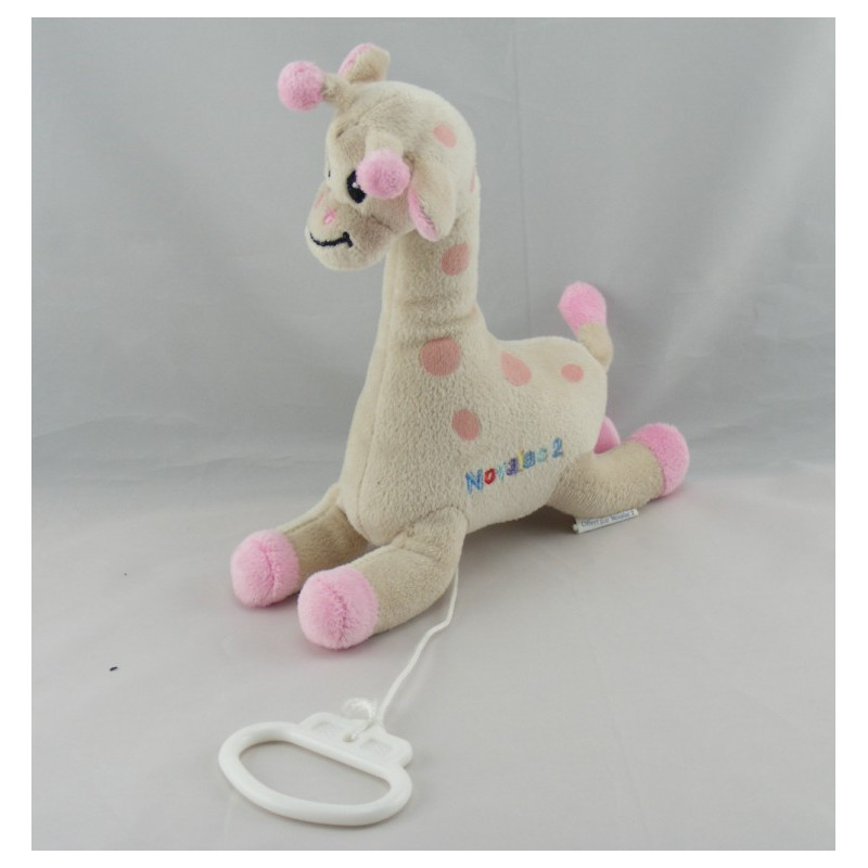 Doudou musical girafe rose beige NOVALAC 2 