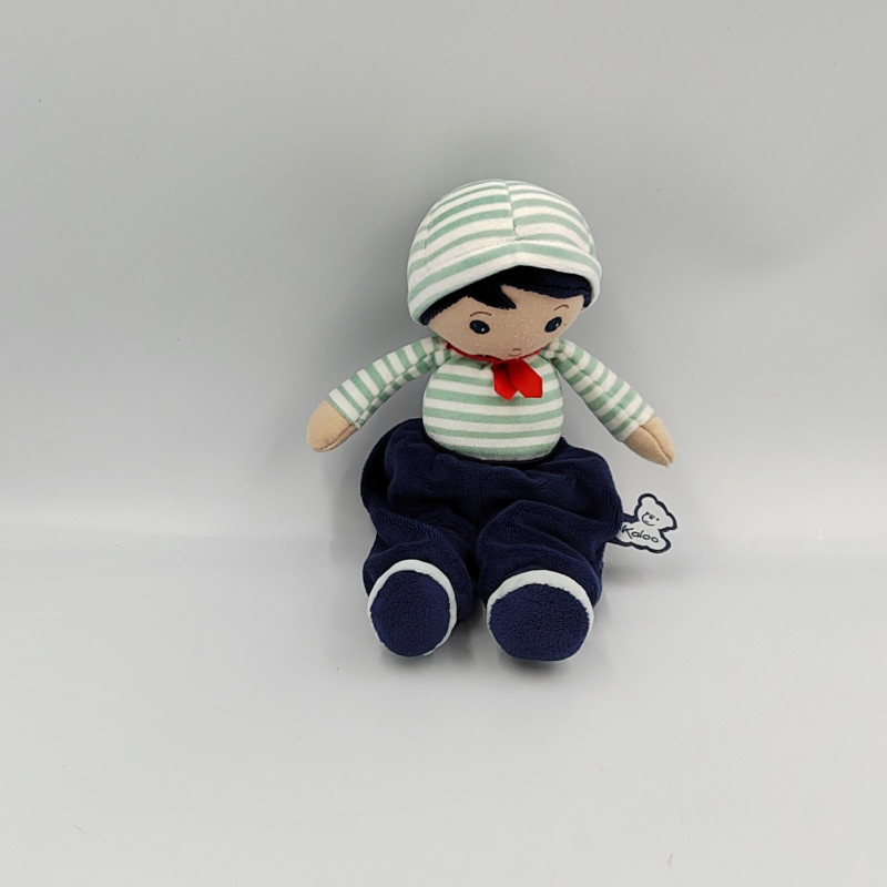 DOUDOU POUPÉE GARÇON MARIN BLEU RAYÉ KALOO