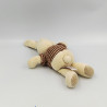 Doudou lapin écru beige marron rayé ANNA CLUB PLUSH