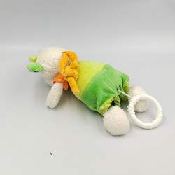 Doudou musical vache verte orange pois pelle rateau BABYSUN