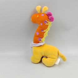 Doudou girafe orange jaune mauve rose Corolle