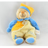 Doudou ours bleu jaune orange papillon mouchoir BABY NAT