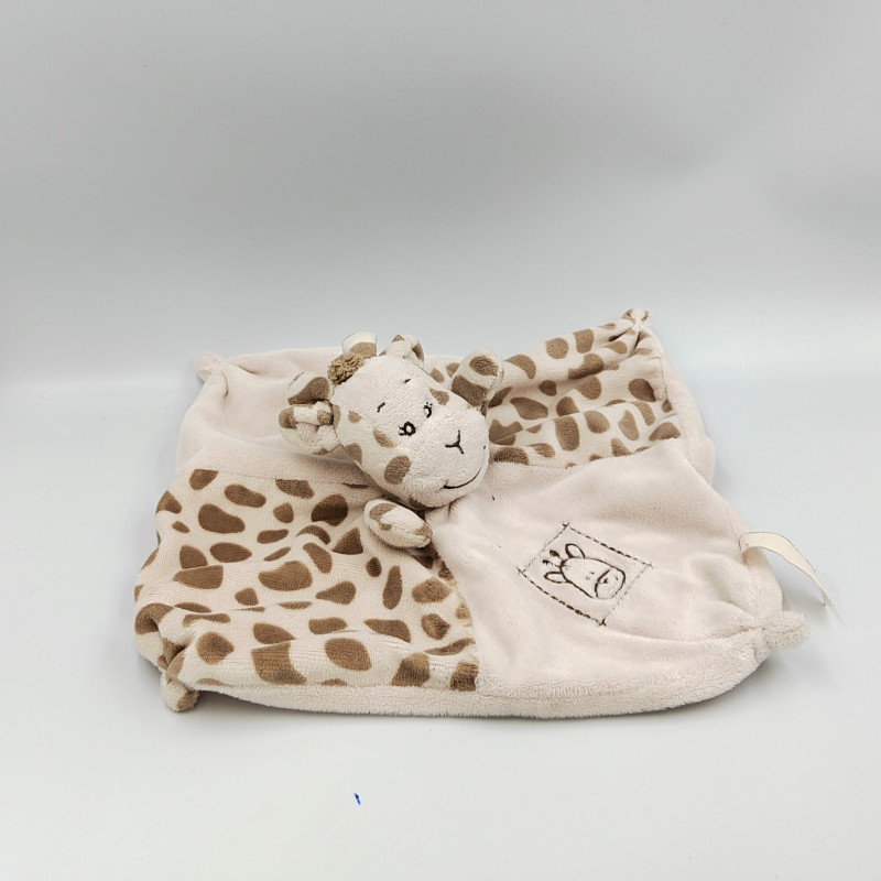 Doudou plat girafe écru beige marron BESTTOY