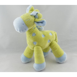 Doudou plat Girafe vert bleu MOTS D'ENFANTS