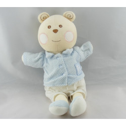 Doudou ours blanc rose B coeur Bébé NOUNOURS