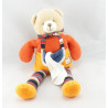 Doudou et compagnie pantin ours orange rayé  longues jambes mouchoir