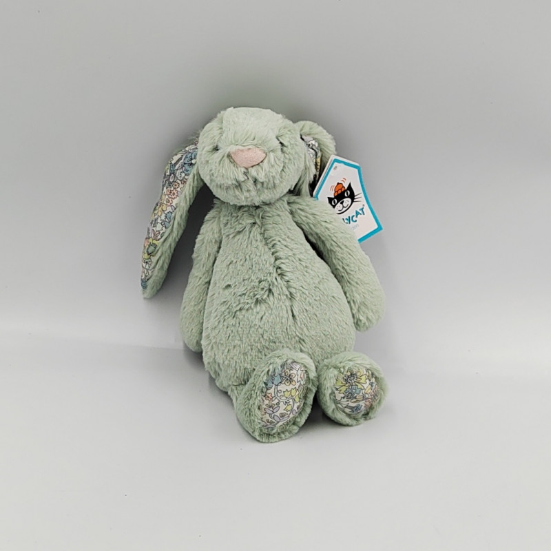 Doudou peluche lapin vert fleurs Liberty JELLYCAT