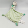 Doudou hérisson blanc gris vert rayé mouchoir MOTS D'ENFANTS