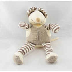 Doudou et compagnie souris Nature rayé beige marron