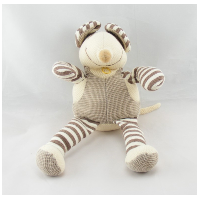 Doudou et compagnie souris Nature rayé beige marron