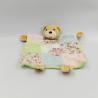Doudou plat ours liberty bleu vert rose fleurs KALOO