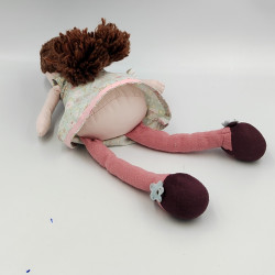 Doudou poupée rose bleu fleurs CANDIDE