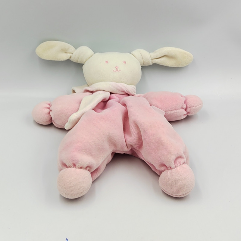 Doudou baton pouet lapin beige blanc orange HAPPY HORSE