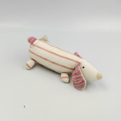 Doudou hochet chien beige rose KOKO LA LUNE MOULIN ROTY