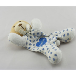 Doudou ours boule blanc coeur bleu KALOO