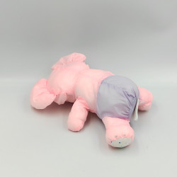 Peluche Puffalump éléphant rose bleu pois 20 cm