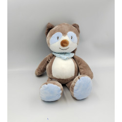 Doudou raton laveur beige blanc bleu Jim & Bob NATTOU