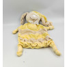 Doudou plat lapin jaune beige rayé KIMBALOO