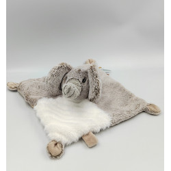 Doudou plat éléphant beige blanc Mes Premiers Animaux