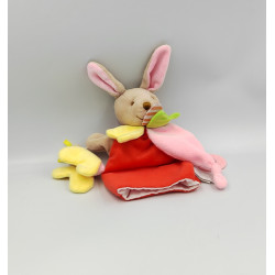 Doudou et compagnie marionnette lapin beige rouge jaune vert rose Magic