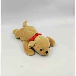 Doudou chien beige collier noeud rouge PLEIN NORD
