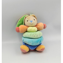Doudou lapin bleu vert orange jaune rose Pyramide KALOO