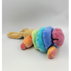 Doudou lapin bleu vert orange jaune rose Pyramide KALOO