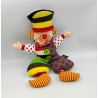 Doudou clown rouge jaune vert gris pois HISTOIRE D'OURS