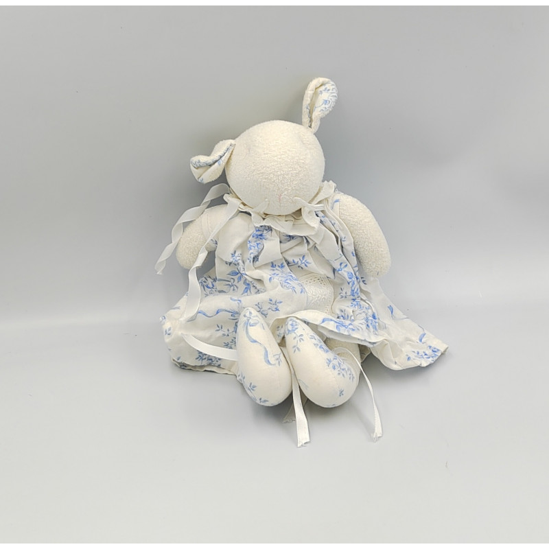 Doudou souris blanche robe fleurs bleues JACADI