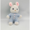 Doudou Peluche lapin bleu blanc rose BOULGOM