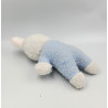 Doudou Peluche lapin bleu blanc rose BOULGOM