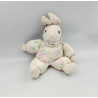 Doudou lapin blanc rose fleurs MINOUCHE