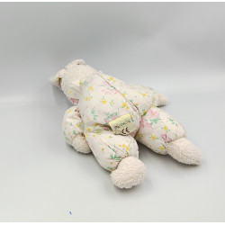 Doudou lapin blanc rose fleurs MINOUCHE