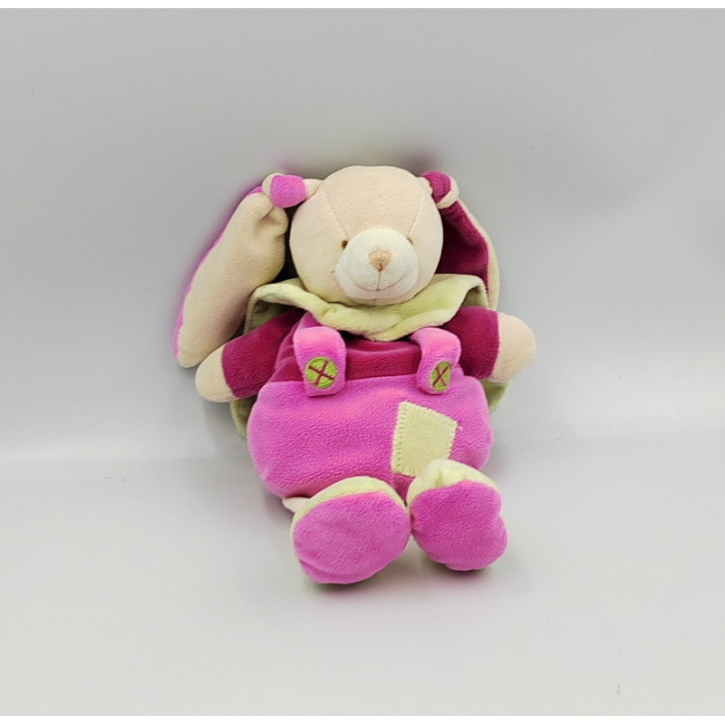 Doudou lapin rose vert cape Pacap BABY NAT