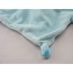 Doudou plat éléphant bleu orange POMMETTE