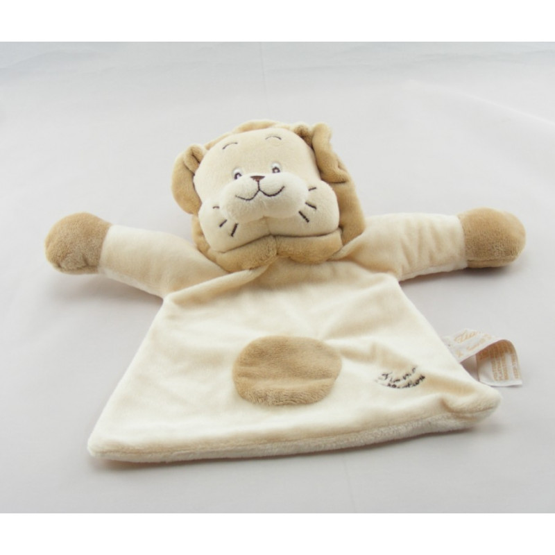 Doudou plat lion écru beige TIAMO COLLECTION