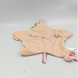 Doudou plat étoile rose beige je brille d'amour CAD