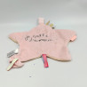 Doudou plat étoile rose beige je brille d'amour CAD