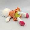 Doudou ours blanc orange rose pois NICOTOY