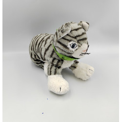 Doudou chat tigré gris foulard vert IKEA
